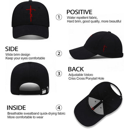 Baseball Cap Damen Herren – Verstellbare Sonnenkappe Schwarz