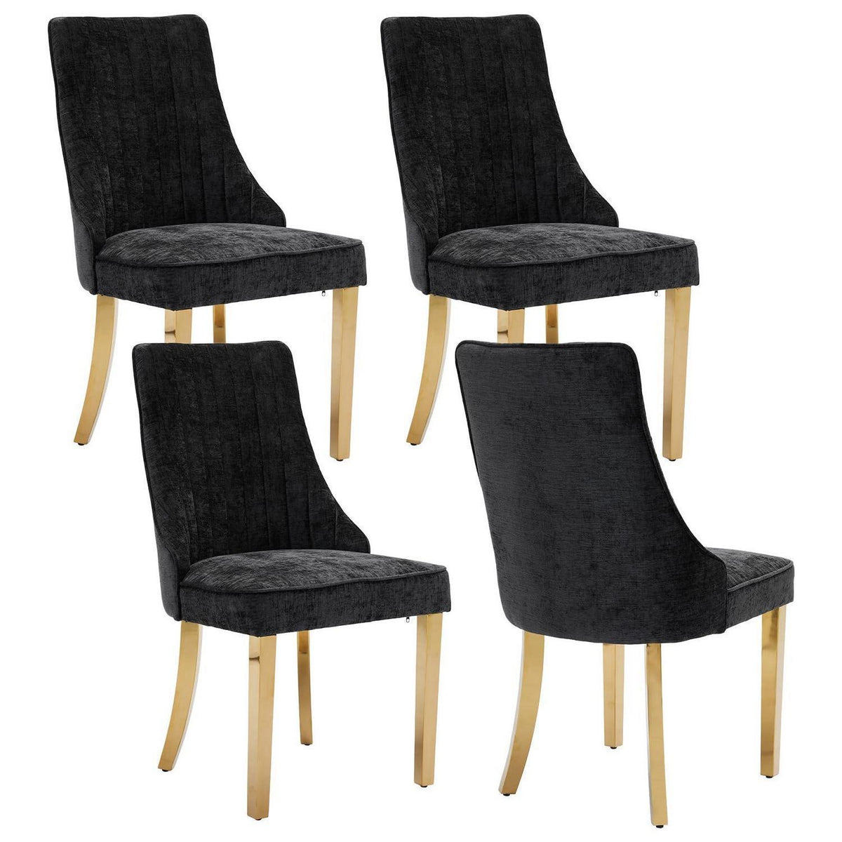 Bequeme Esszimmerstühle 4er Set mit Stoffbezug & Goldbeinen