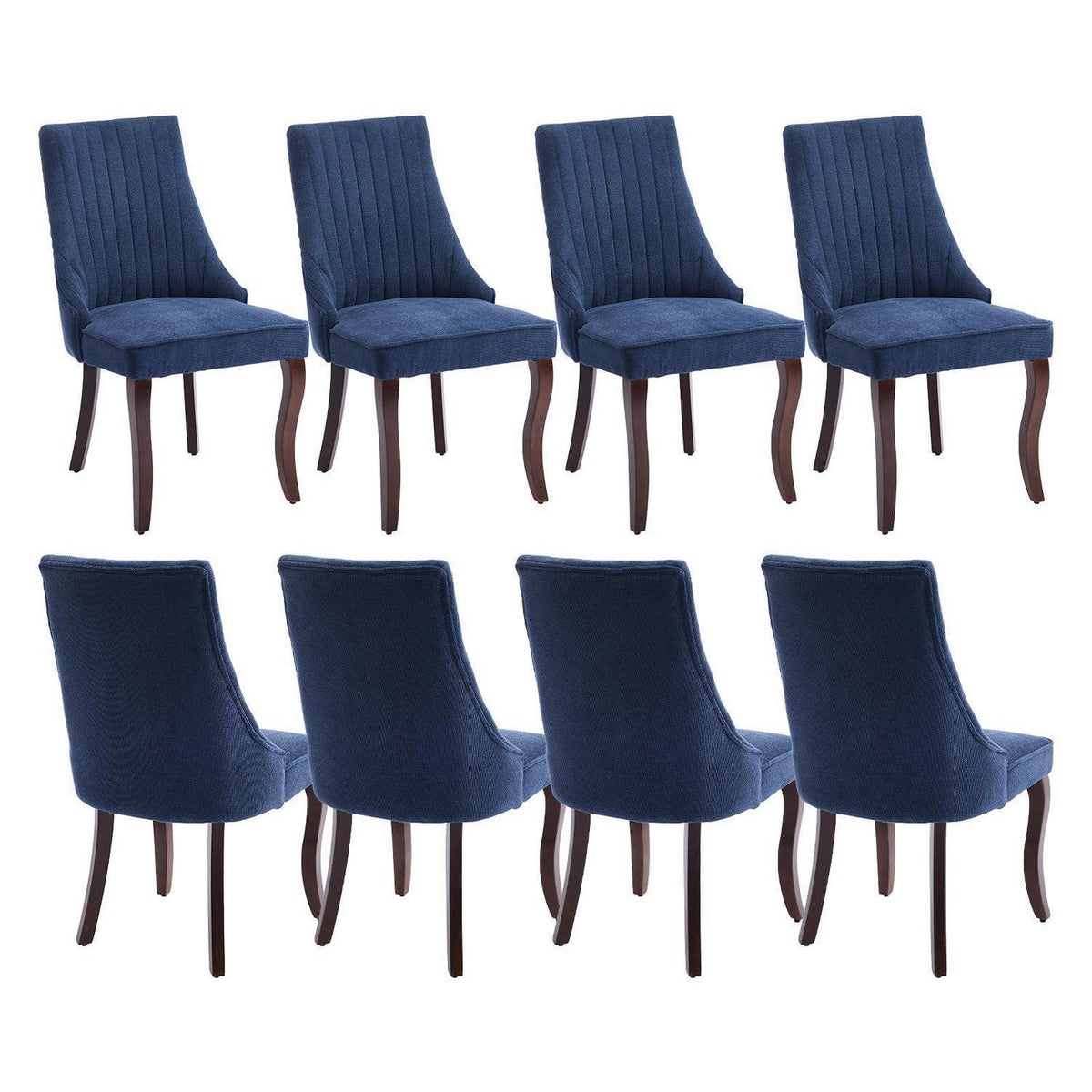 Esszimmerstühle Set Blau, 8er Pack mit Massivholzbeinen