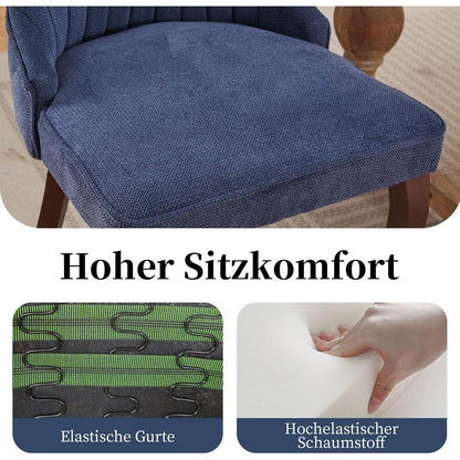 Esszimmerstühle Set Blau, 8er Pack mit Massivholzbeinen