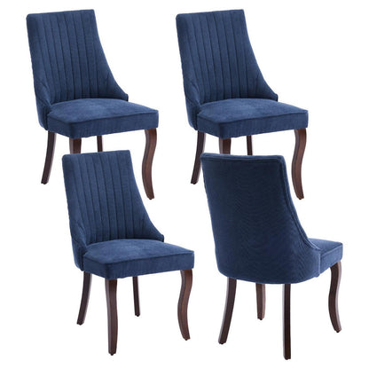 Esszimmerstühle Set 4 Blau, Bequeme Polsterstühle mit Holzbeinen
