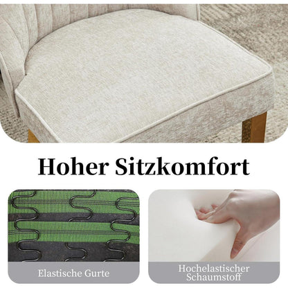 Esszimmerstühle 6er Set, Beige, Goldene Edelstahlbeine