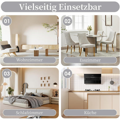 Esszimmerstühle 6er Set, Beige, Goldene Edelstahlbeine