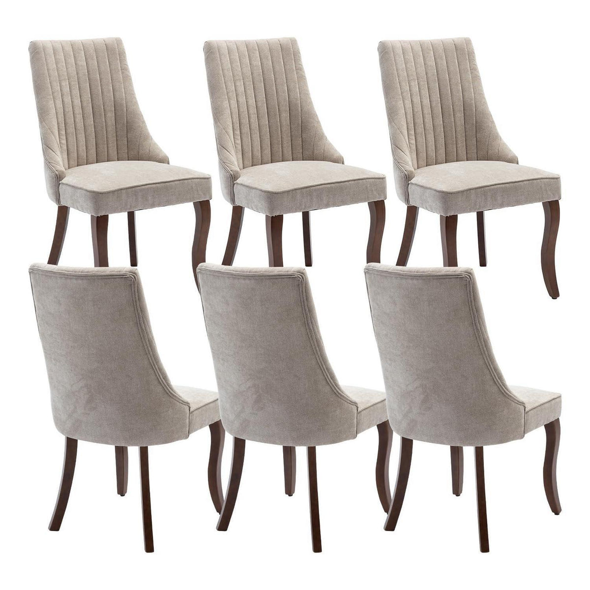 Esszimmerstühle 6er Set, Beige, Massivholzbeine & Komfort