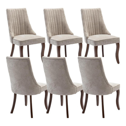 Esszimmerstühle 6er Set, Beige, Massivholzbeine & Komfort