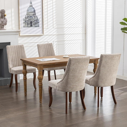 Esszimmerstühle 6er Set, Beige, Massivholzbeine & Komfort