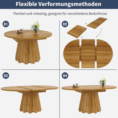 Runder Esstisch Ausziehbar Holz – Küchentisch für 4-6 Personen