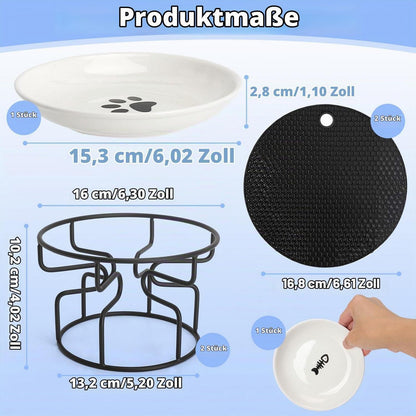 Erhöhter Katzennapf Set Keramik – Rutschfest & Nackenschutz