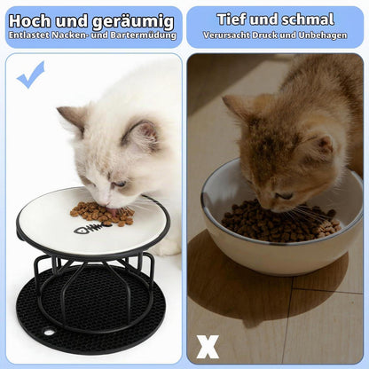 Erhöhter Katzennapf Set Keramik – Rutschfest & Nackenschutz