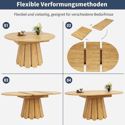 Runder Esstisch Ausziehbar Holz – Küchentisch für 4-6 Personen