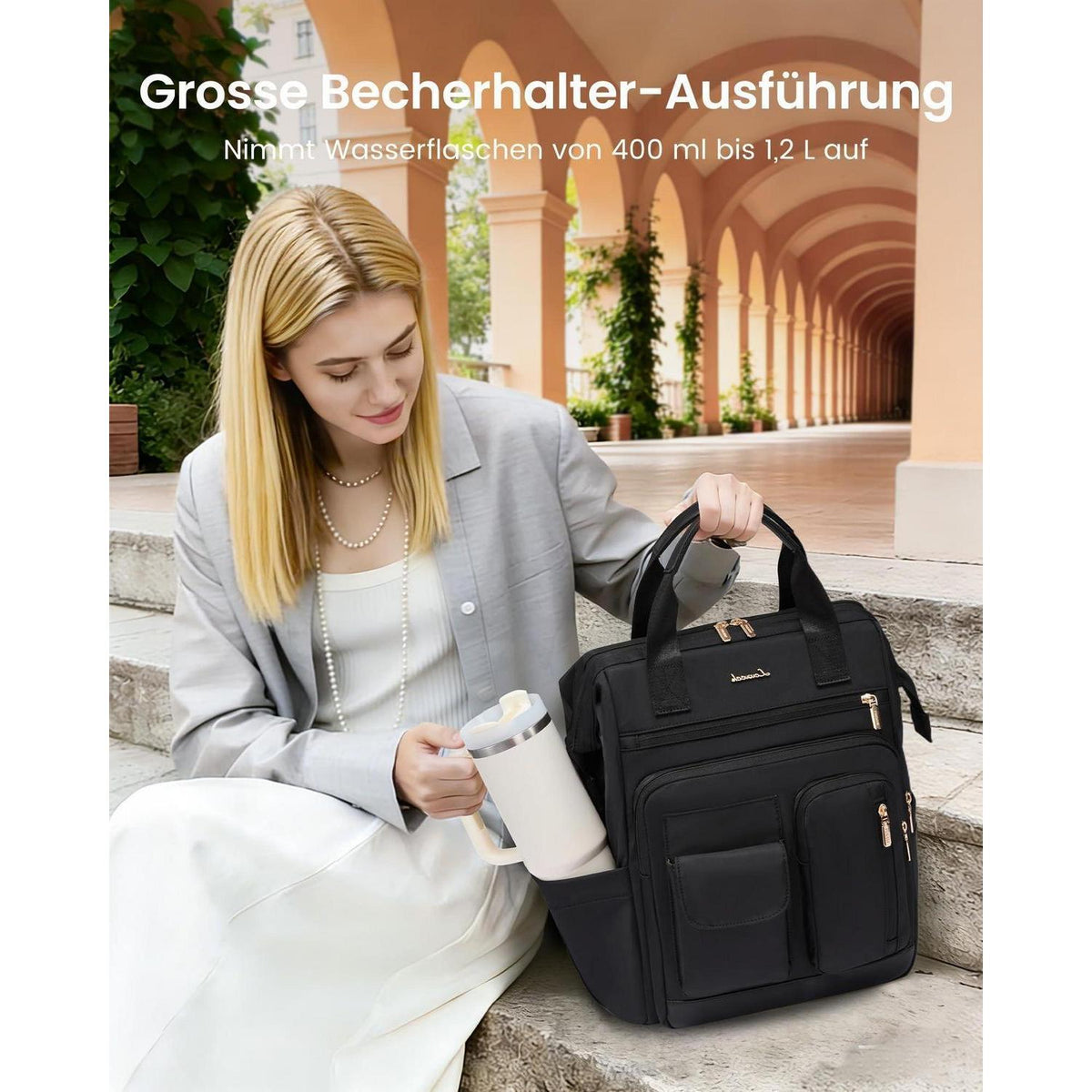 Laptop Rucksack Damen 17,3 Zoll Wasserdicht mit 20 Taschen