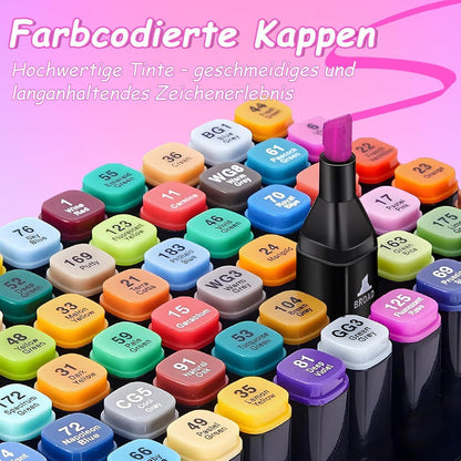 Alkohol Marker Set 60 Farben – Pinselstifte für Illustration & Kunst