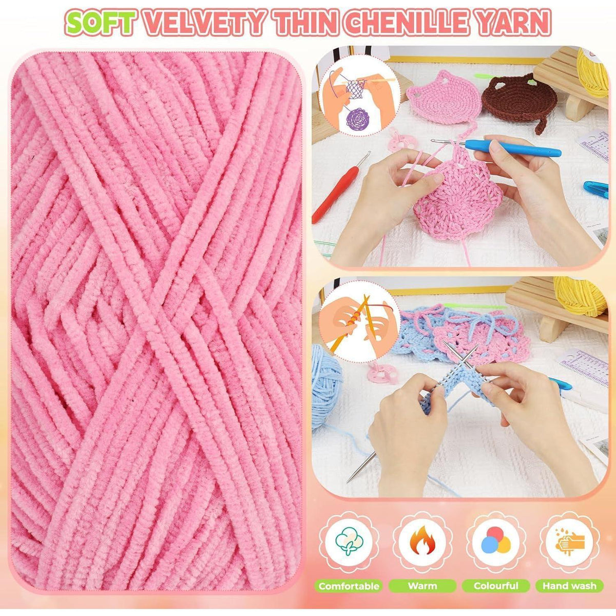 Feines Chenille Häkelgarn Meerblau – Superweiche Wolle für Amigurumi & Decken