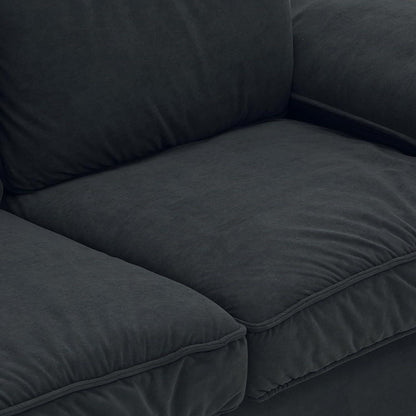 2-Sitzer Couch Schwarz mit Stauraum & Velvet
