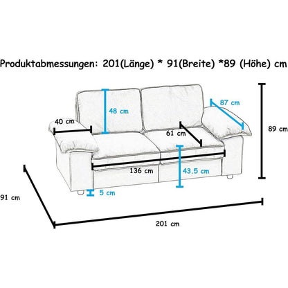 2-Sitzer Couch mit Stauraum & Velvet – Beige