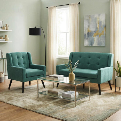 2-teiliges Sessel-Set Retrogrün – Wohnzimmer Lounge-Sofa