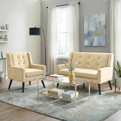 2-teiliges Sessel-Set Beige – Wohnzimmer Lounge-Sofa
