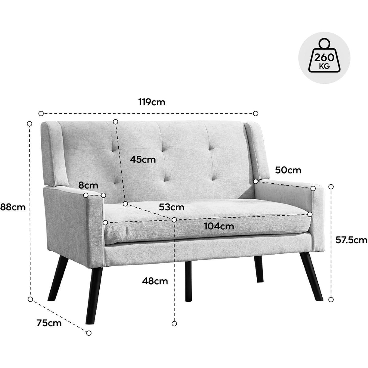 2-teiliges Sessel-Set Hellgrau – Wohnzimmer Lounge-Sofa