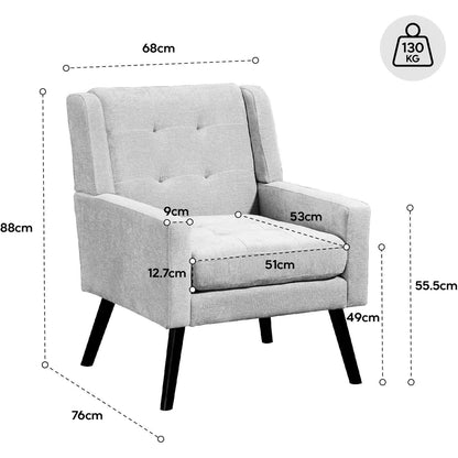 2-teiliges Sessel-Set Hellgrau – Wohnzimmer Lounge-Sofa
