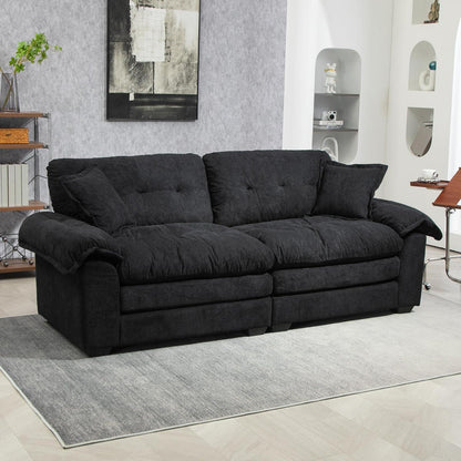 Modernes 2-Sitzer Sofa Schwarz – Chenille Lounge Sofa