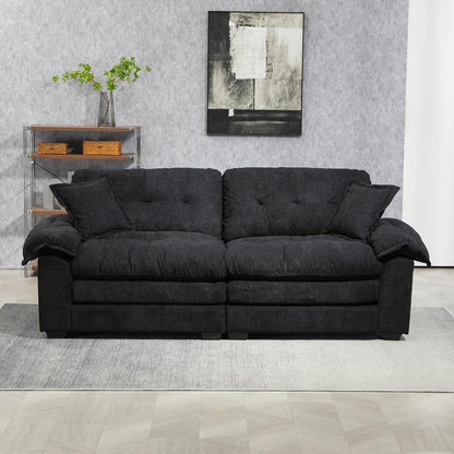 Modernes 2-Sitzer Sofa Schwarz – Chenille Lounge Sofa