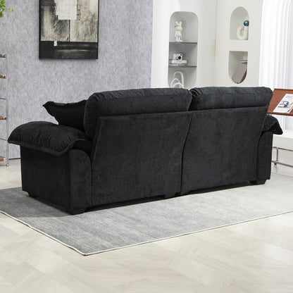 Modernes 2-Sitzer Sofa Schwarz – Chenille Lounge Sofa