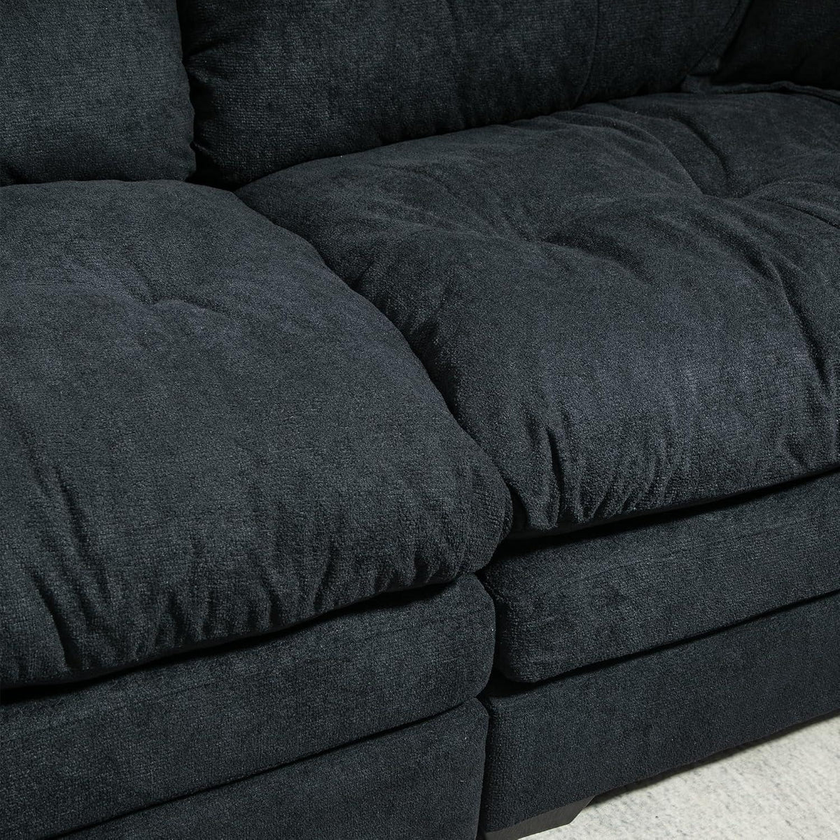Modernes 2-Sitzer Sofa Schwarz – Chenille Lounge Sofa