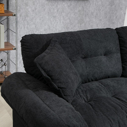 Modernes 2-Sitzer Sofa Schwarz – Chenille Lounge Sofa