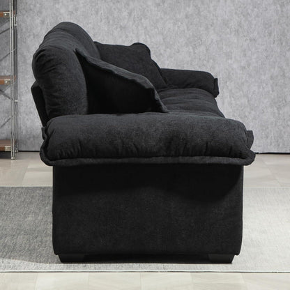 Modernes 2-Sitzer Sofa Schwarz – Chenille Lounge Sofa