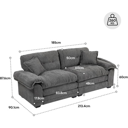 Modernes 2-Sitzer Sofa mit Memory-Schaum & Taschenfedern (Beige)