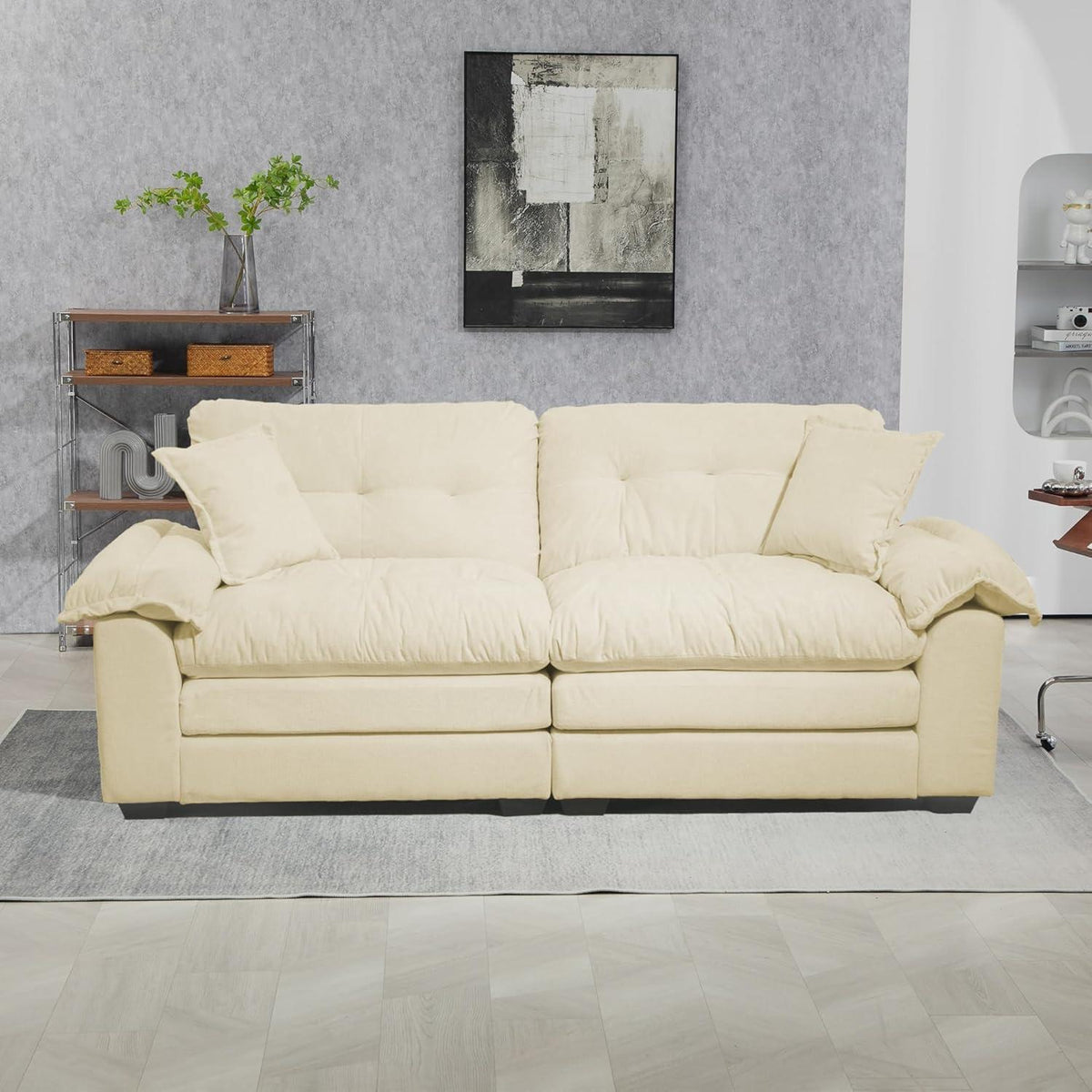 Modernes 2-Sitzer Sofa mit Memory-Schaum & Taschenfedern (Beige)