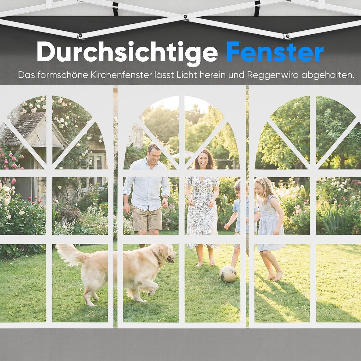 Faltpavillon 3x6m wasserdicht mit Seitenwänden & UV-Schutz