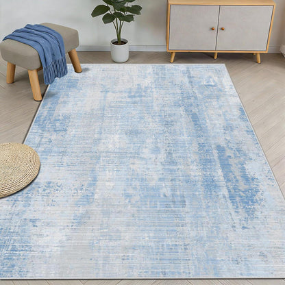 Blauer Teppich 160x230cm – Waschbar, Modern, Kurzflor & Rutschfest