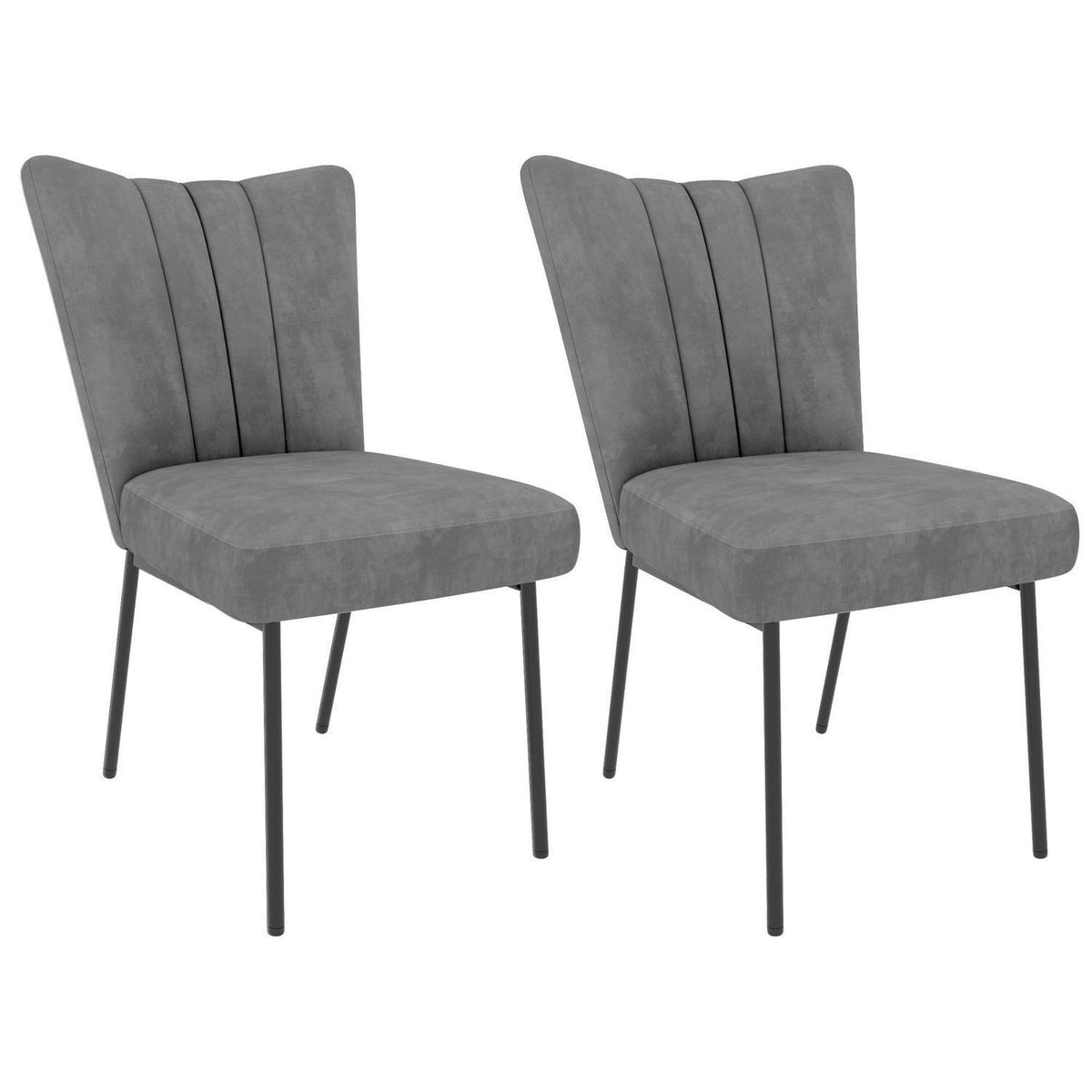 Samt Esszimmerstühle Set 2 Grau – Komfortable Küchenstühle