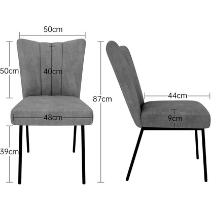 Samt Esszimmerstühle Set 2 Grau – Komfortable Küchenstühle