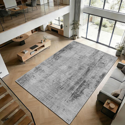 Grauer Teppich 200x300cm – Moderner Kurzflor Wohnteppich
