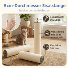 Kratzbaum für große Katzen – Sisal 8cm, Hellgrau