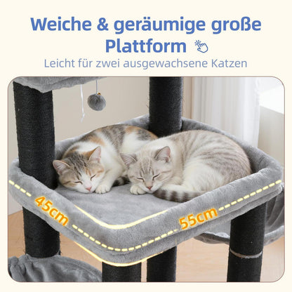 Kratzbaum für große Katzen – Sisal 8cm, Hellgrau