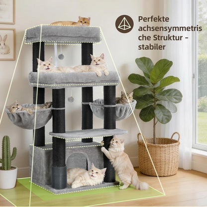 Kratzbaum für große Katzen – Sisal 8cm, Hellgrau