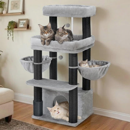 Kratzbaum für große Katzen – Sisal 8cm, Hellgrau