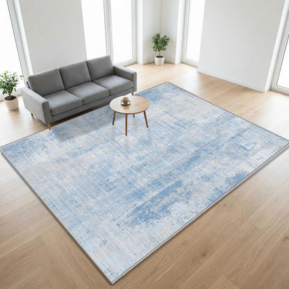 Blauer Teppich 200x300cm – Waschbar, Modern, Kurzflor