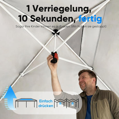 Faltpavillon 3x6m mit Seitenwänden & UV-Schutz