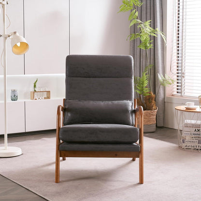 Dunkelgrauer Lounge-Sessel mit Massivholzrahmen & Mid-Century Stil