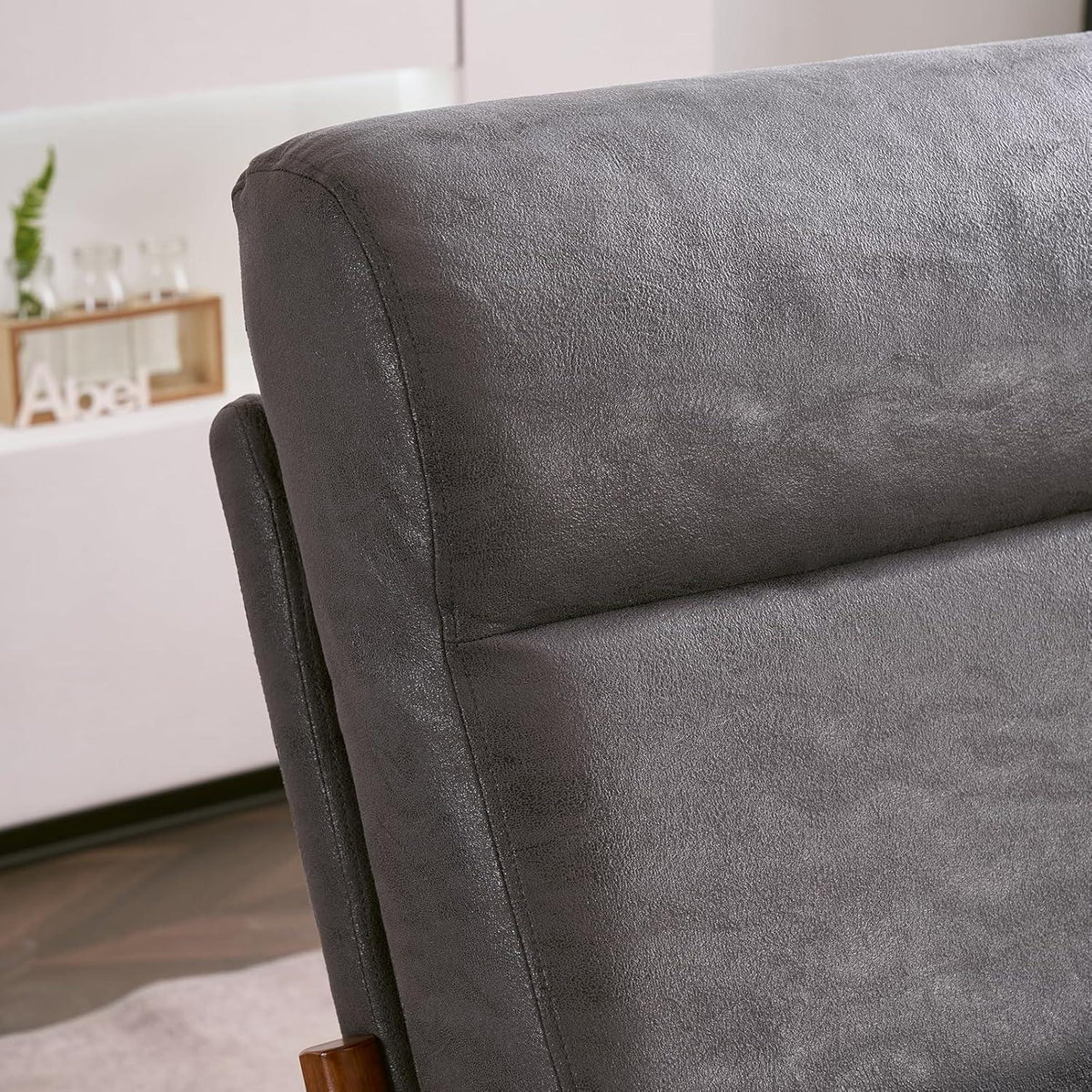 Dunkelgrauer Lounge-Sessel mit Massivholzrahmen & Mid-Century Stil