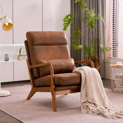 Loungesessel Braun – Bequemer Lesesessel mit Massivholzrahmen