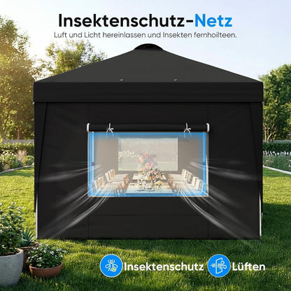 Faltpavillon 3x6m wasserdicht mit Seitenwänden & UV-Schutz