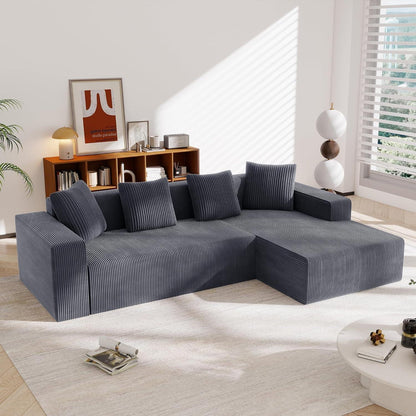 Modernes 3-Sitzer Sofa mit Liegefunktion & Kissen (Grau)