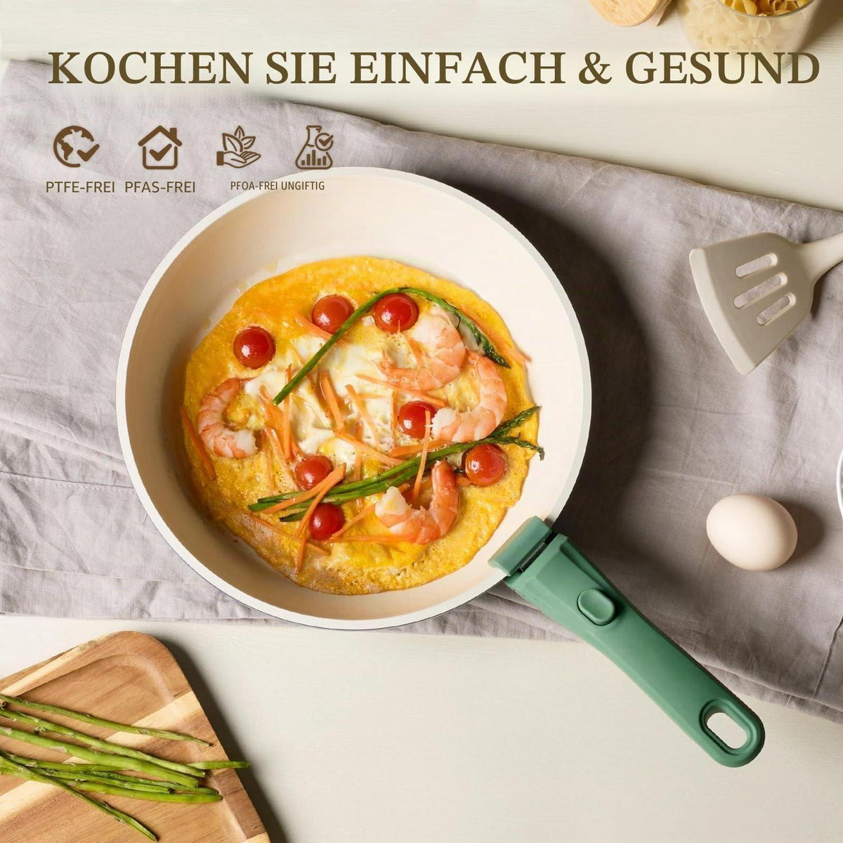 23-teiliges Keramik Topfset Antihaft – Grün, Ofenfest & Stapelbar