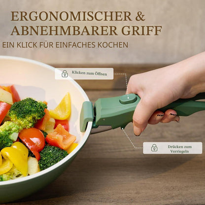 23-teiliges Keramik Topfset Antihaft – Grün, Ofenfest & Stapelbar