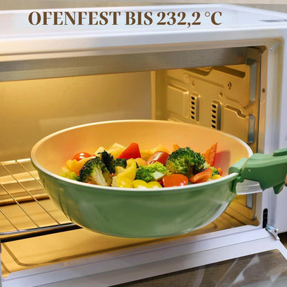 23-teiliges Keramik Topfset Antihaft – Grün, Ofenfest & Stapelbar
